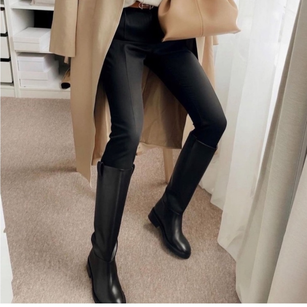 Zara Black Knee-High Boots